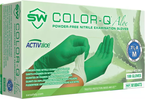 Color-Q Aloe Nitrile Powder-Free Exam Gloves